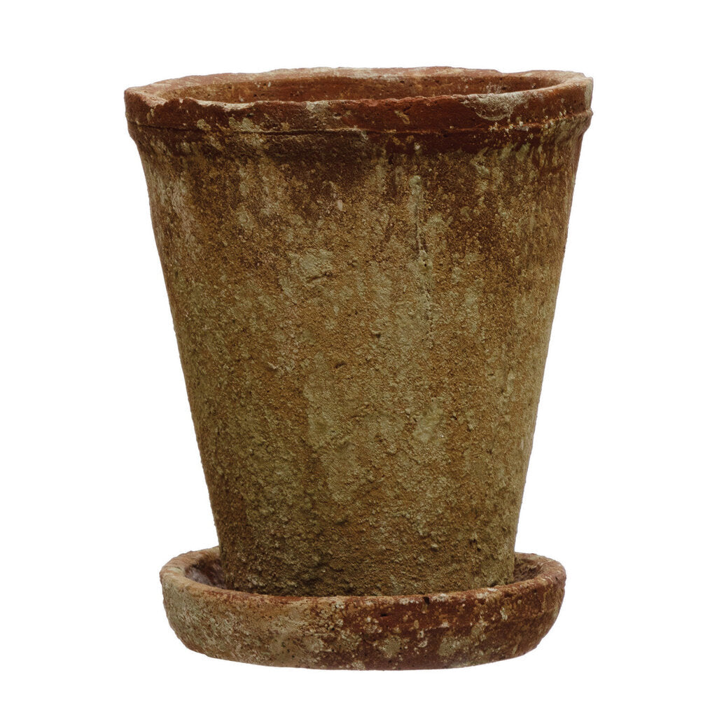 CEMENT PLANTER WITH SAUCER