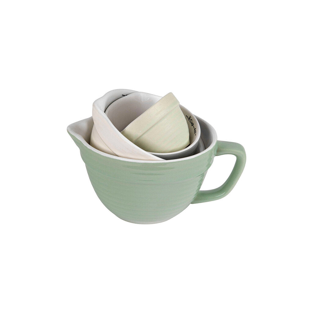 STONEWARE BATTER BOWL MEASURING CUPS