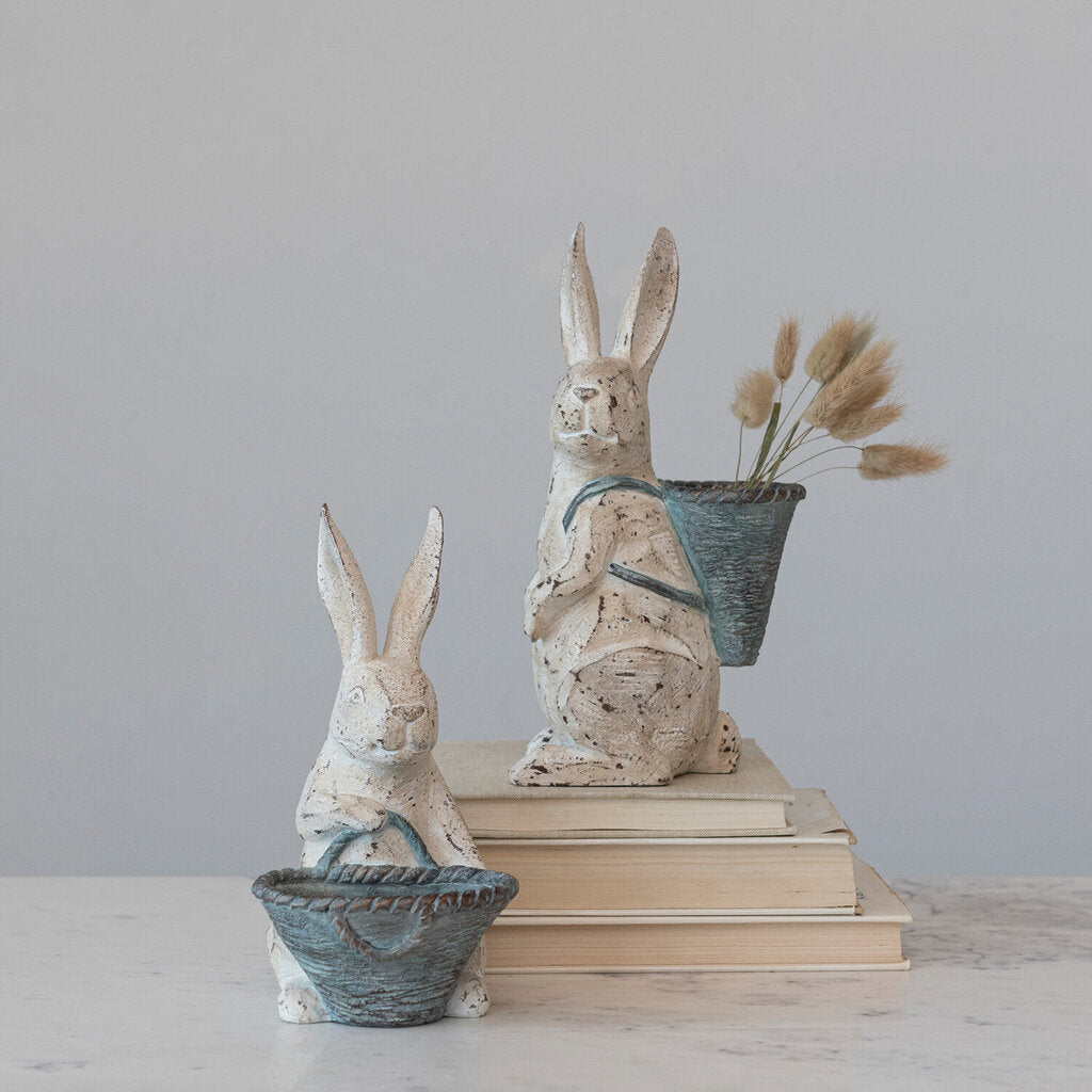 RESIN RABBIT WITH BASKET