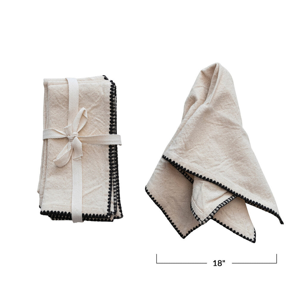 COTTON NAPKINS WITH EDGE STITCHING