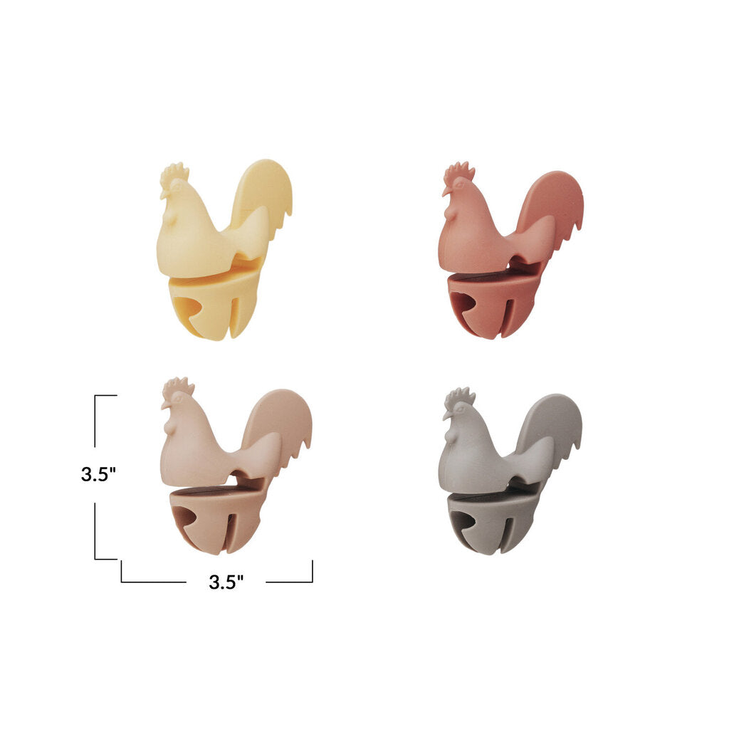 SILICONE ROOSTER SHAPED LID/SPOON HOLDER