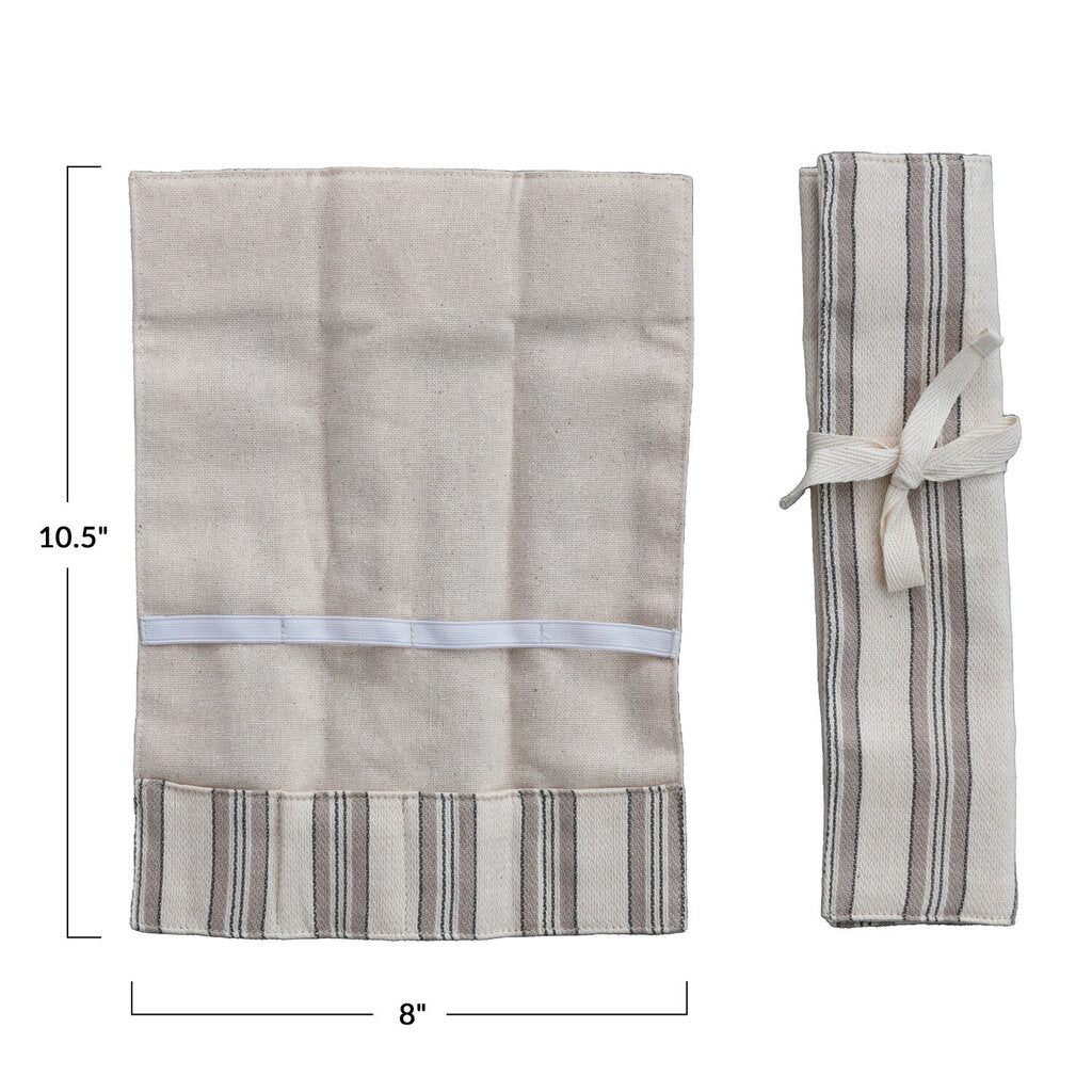 WOVEN COTTON ROLL-UP CUTLERY POUCH