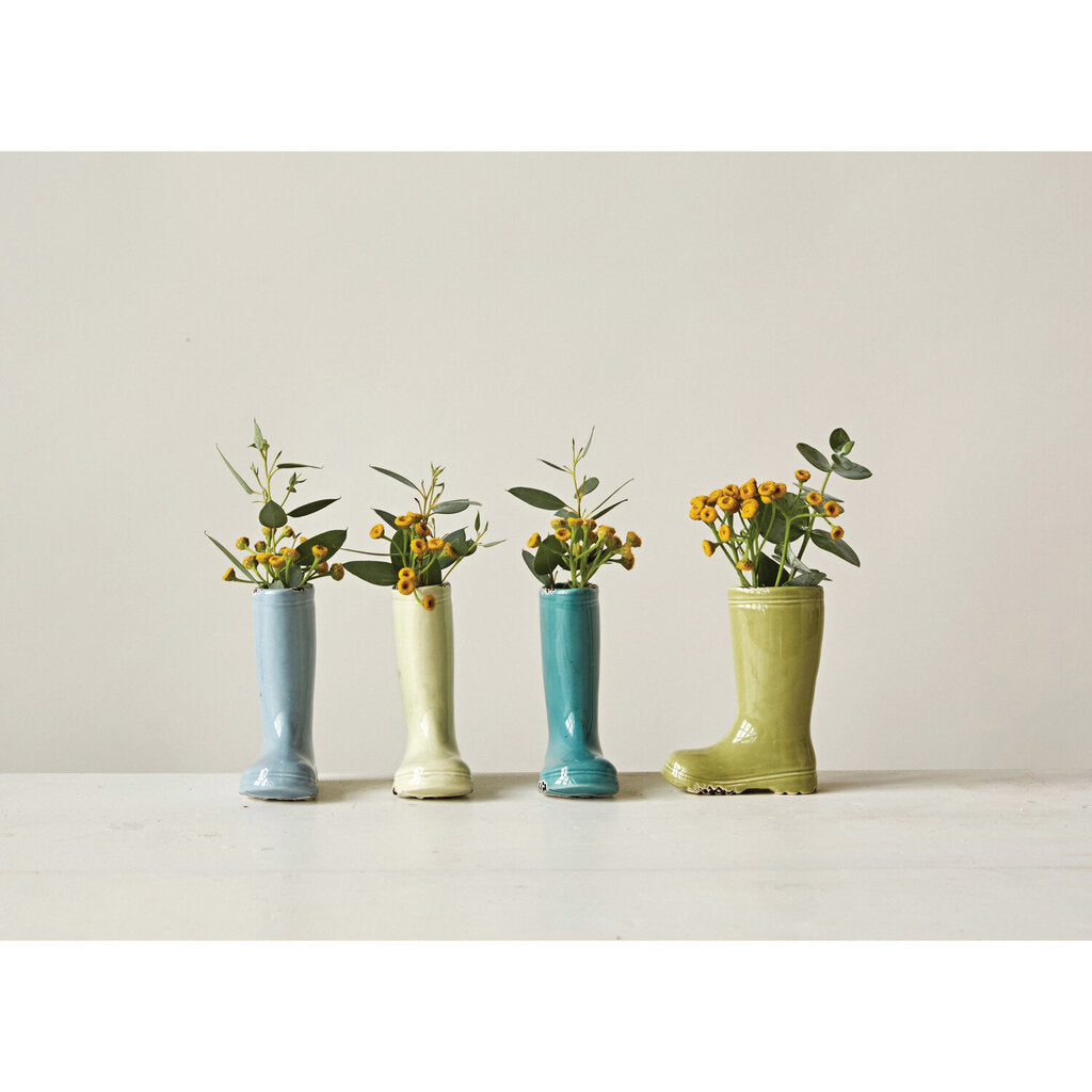 DISTRESSED STONEWARE BOOT VASE