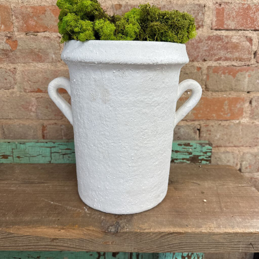 COARSE TERRA COTTA CROCK WITH HANDLES