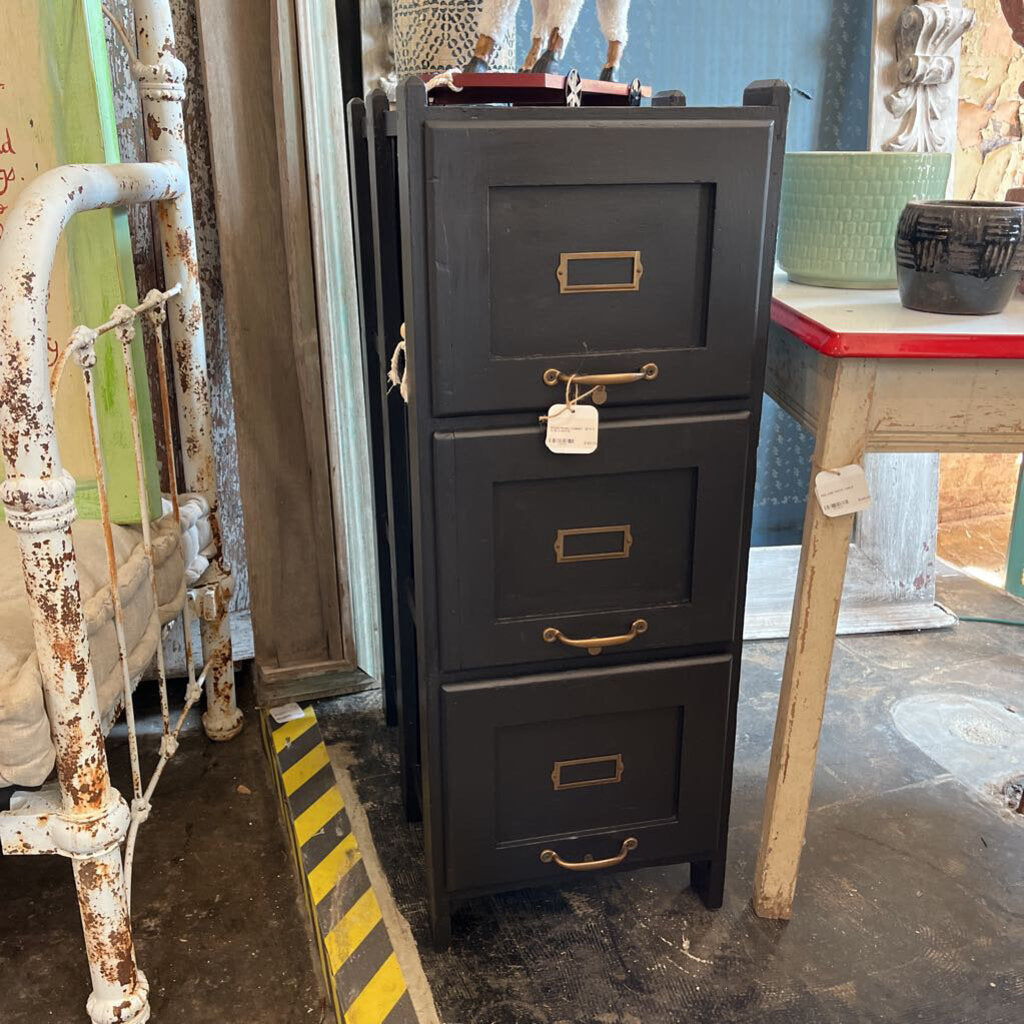 WOOD THREE DRAWER FILE CABINET