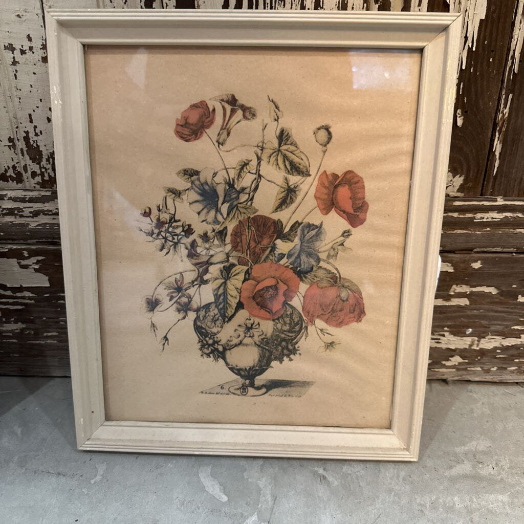 VINTAGE PRINT OF FLOWERS IN VASE