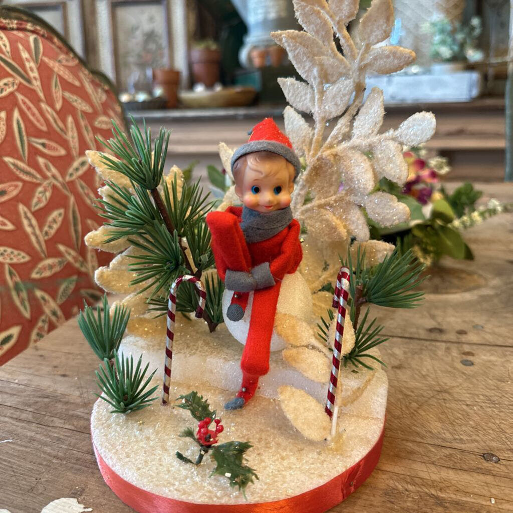 VINTAGE HANDMADE ORNAMENT WITH KNEE HUGGER ELF