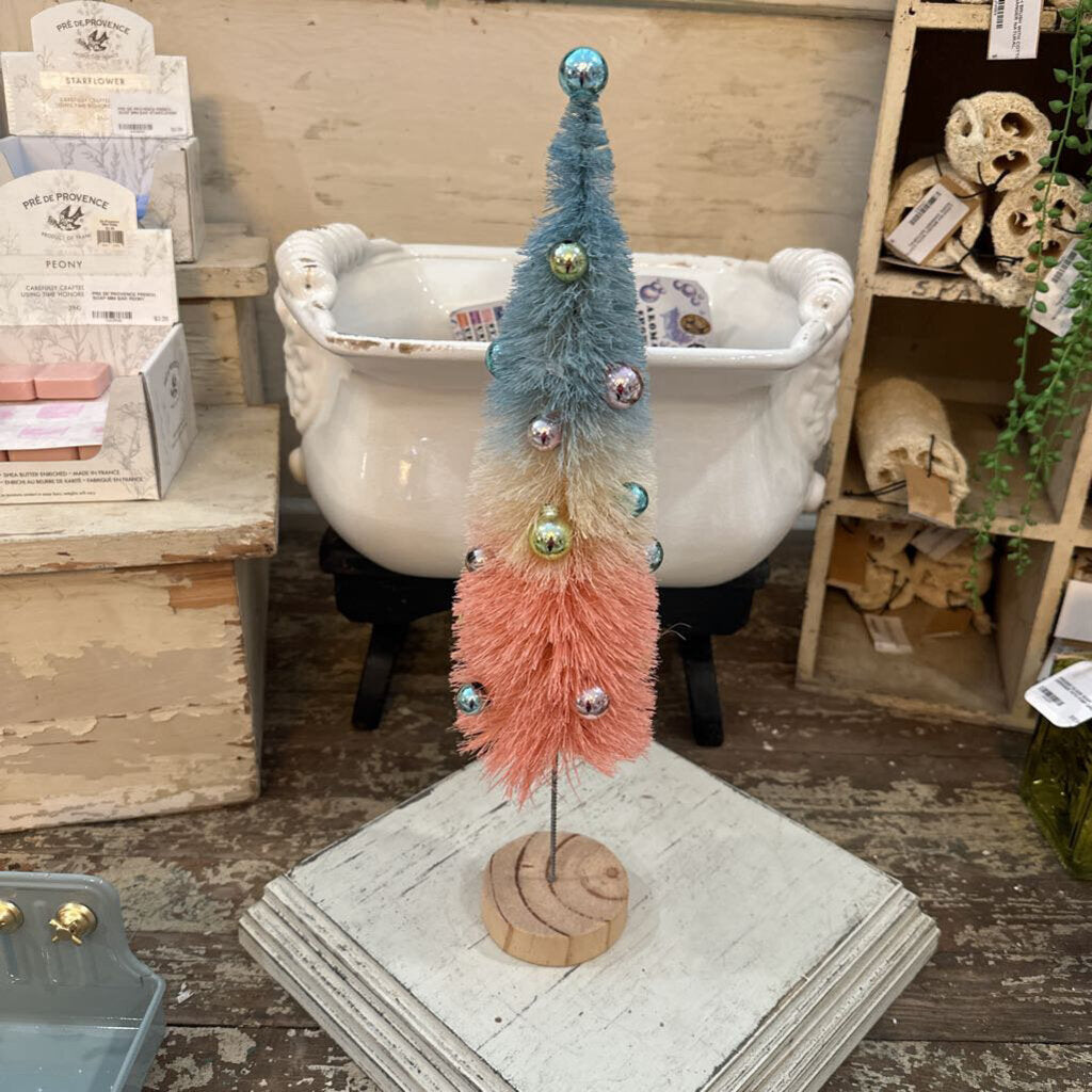 BOTTLE BRUSH TREE WITH ORNAMENTS