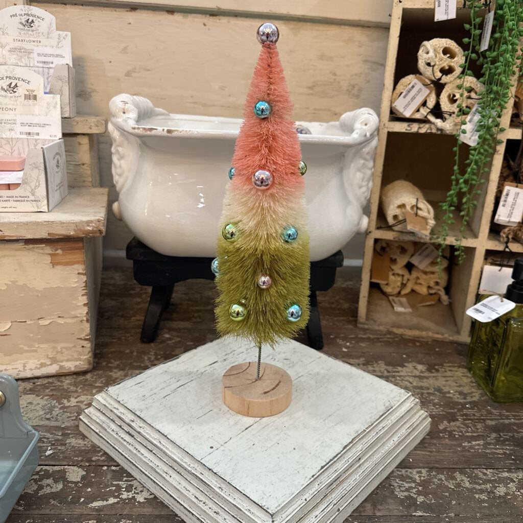 BOTTLE BRUSH TREE WITH ORNAMENTS