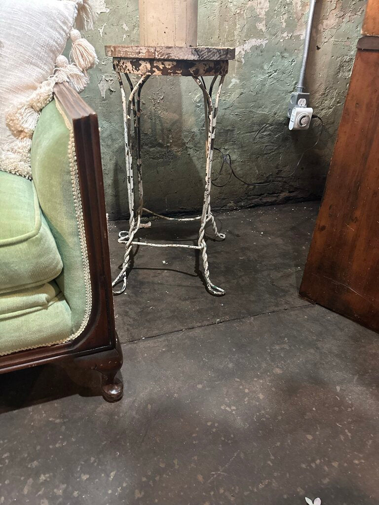 WROUGHT IRON AND WOOD SIDE TABLE