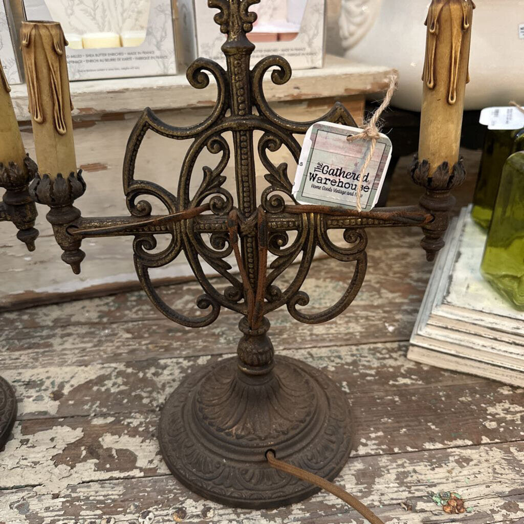 EARLY 1800'S CAST IRON CANDELABRAS- ORIGINALLY GAS BURNING