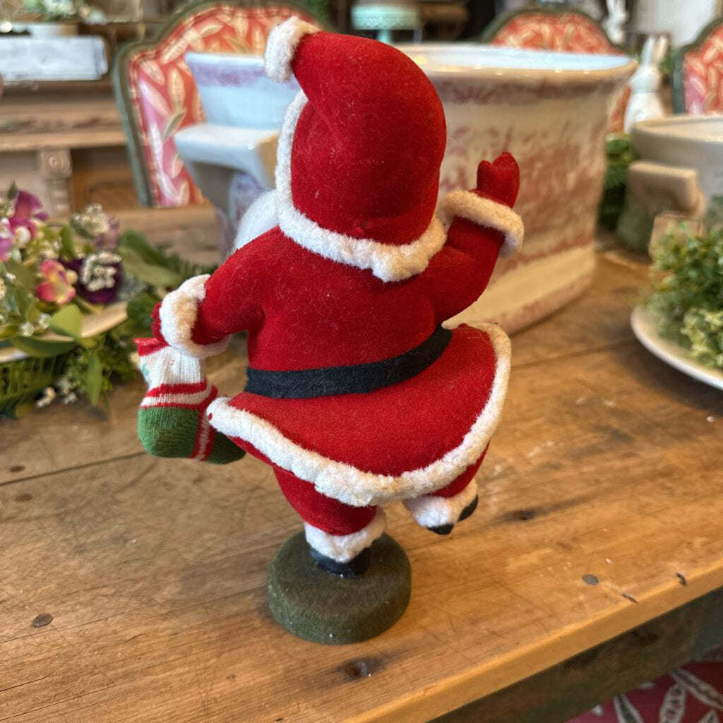 VINTAGE FLOCKED DANCING SANTA