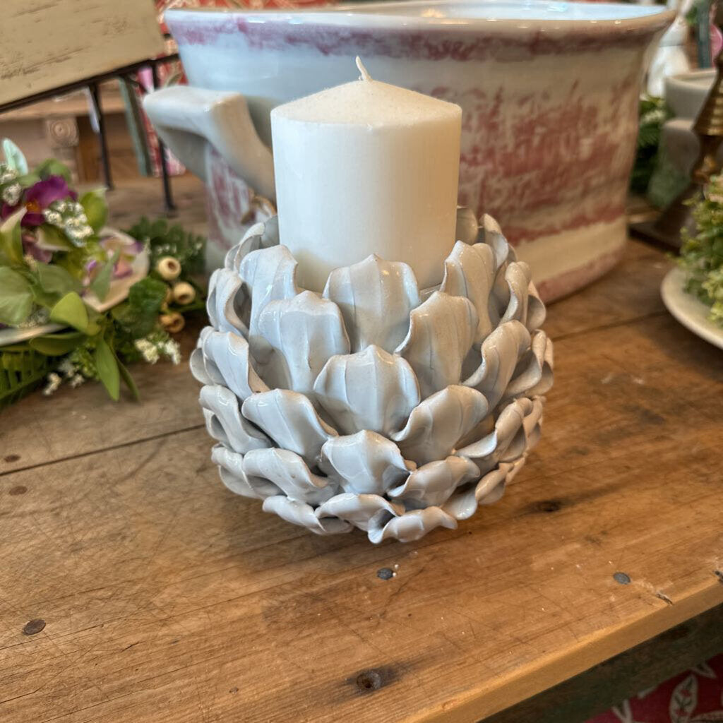 CERAMIC ARTICHOKE CANDLE HOLDER