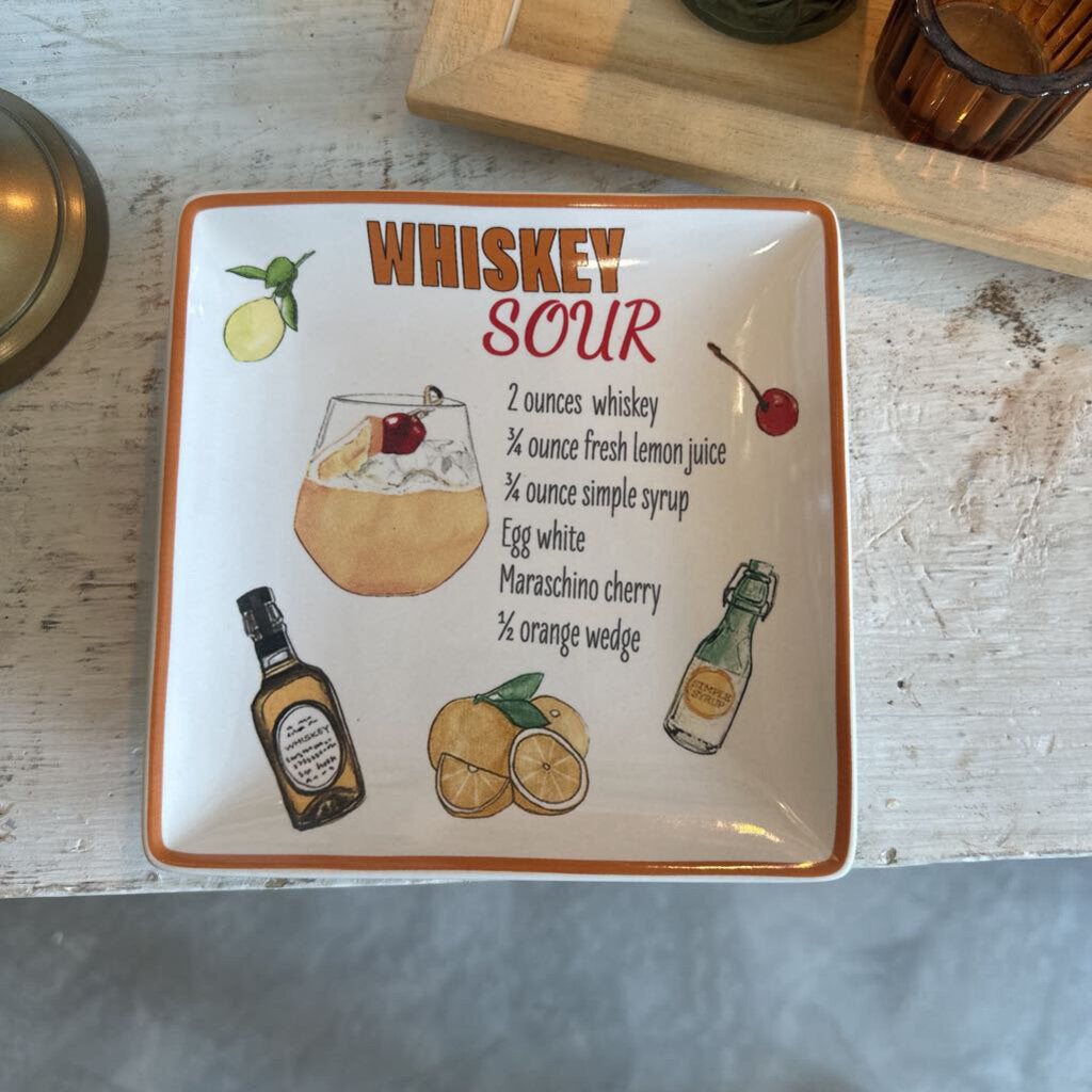 STONEWARE DRINK RECIPE PLATE