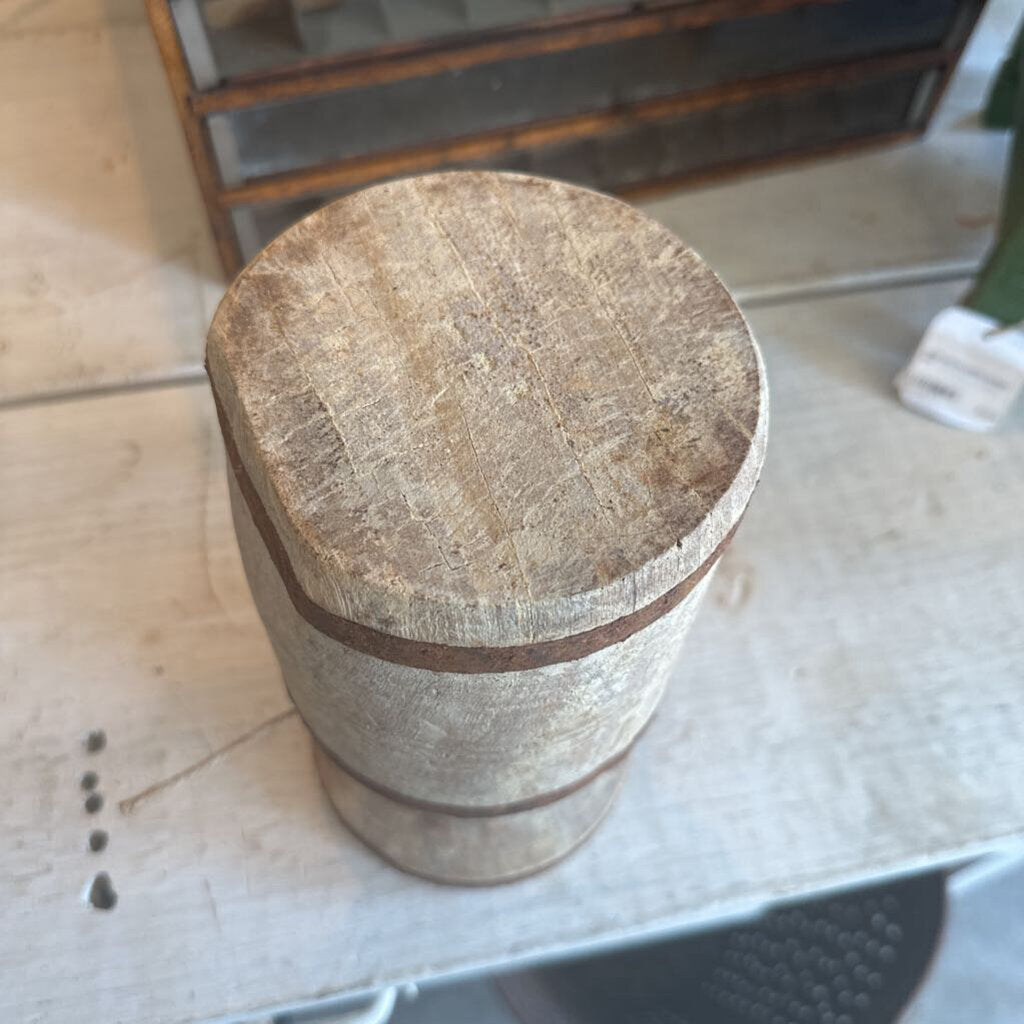 IRON BANDED WOOD CANDLE HOLDER FROM INDIA