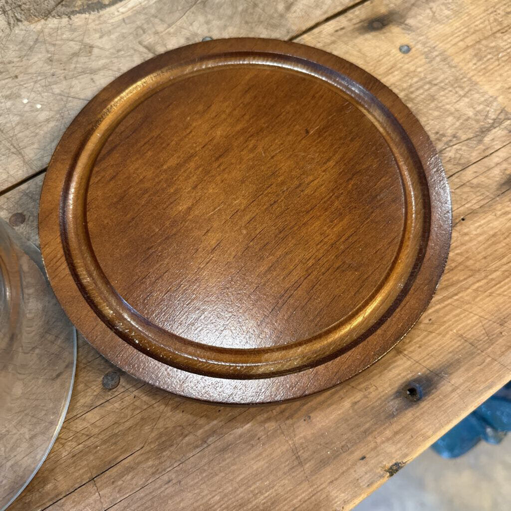 VINTAGE CHEESE DOME WITH WOODEN BASE