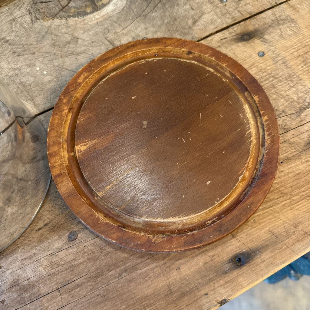 VINTAGE CHEESE DOME WITH WOODEN BASE