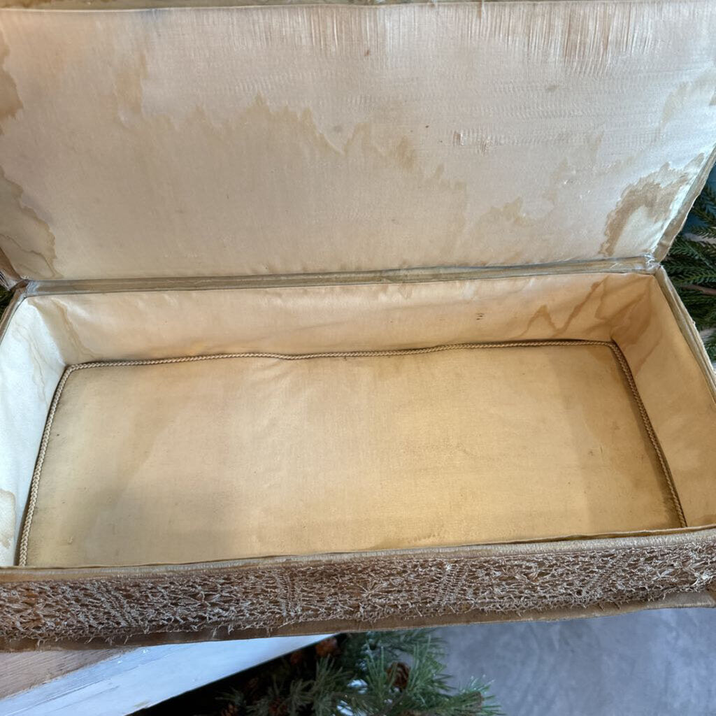ANTIQUE BELGIAN LACE COVERED BOX
