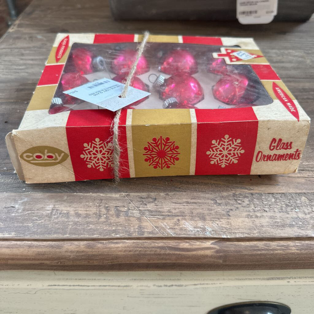 VINTAGE COBY SHINY BRITE ORNAMENTS IN BOX