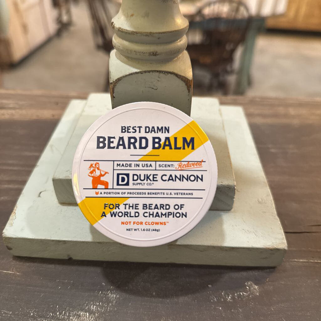 DUKE CANNON BEARD BALM.