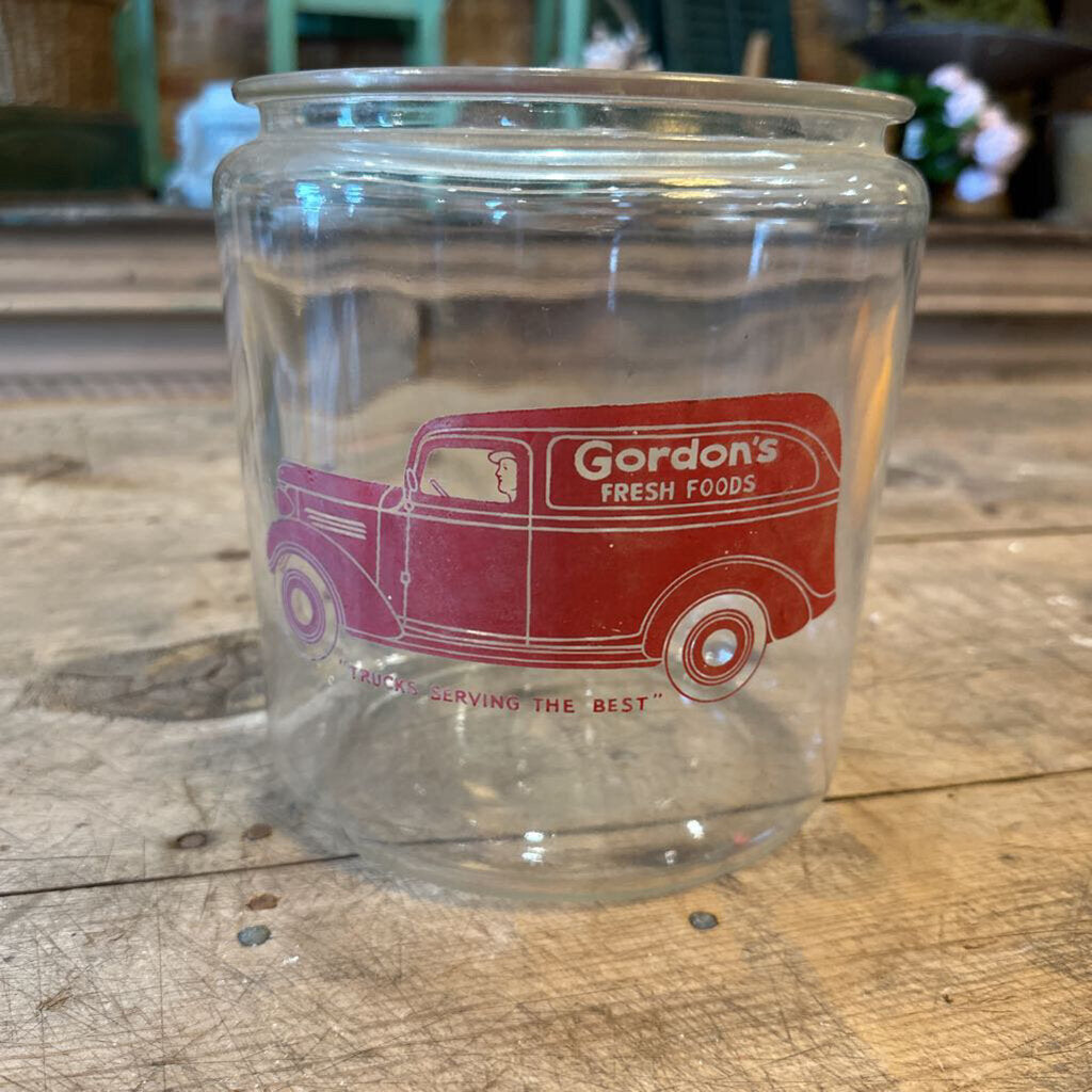 VINTAGE GORDON'S FRESH FOOD JAR WITH LID