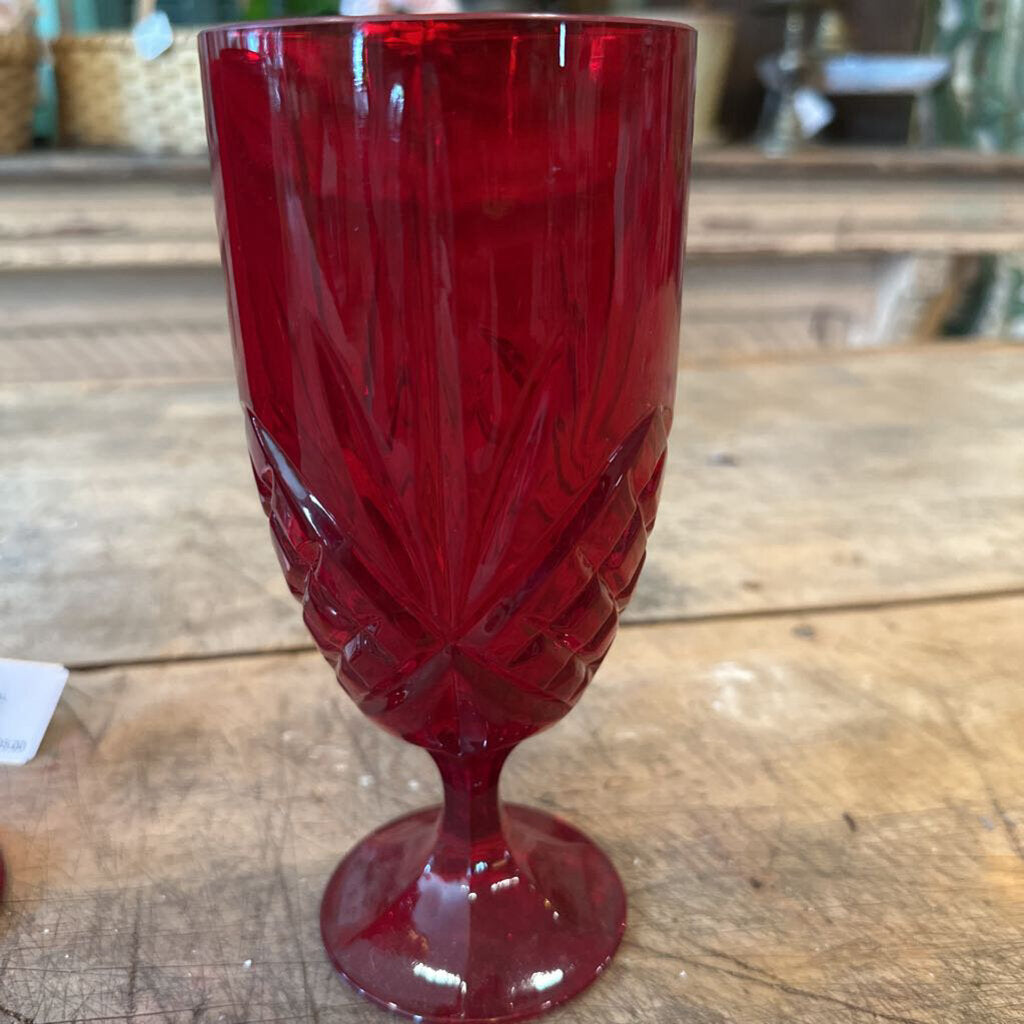 IRIS RUBY RED CRYSTAL GOBLETS
