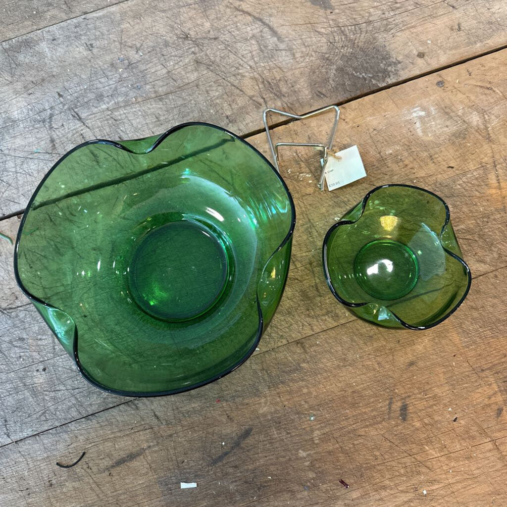ANCHOR HOCKING GLASS CHIP AND DIP SET