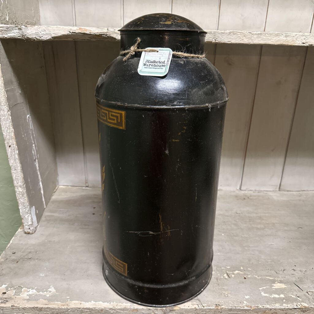 HAND PAINTED TIN TEA CANISTER