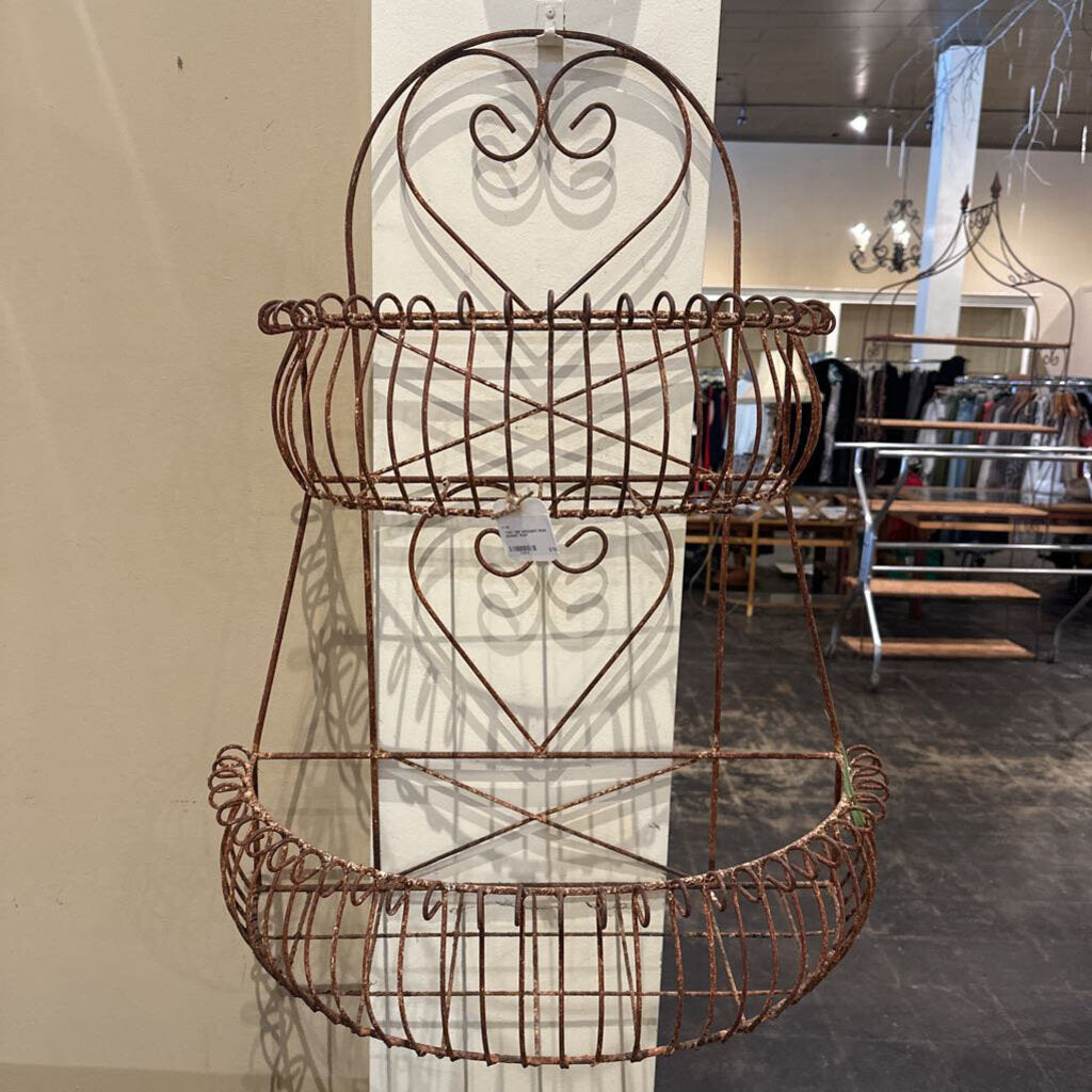 TWO TIER WROUGHT IRON BASKET