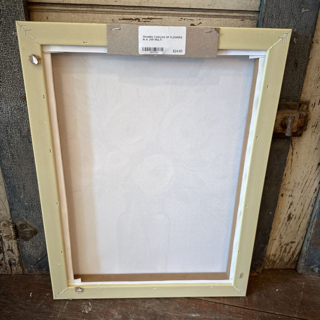 FRAMED CANVAS OF FLOWERS IN A JAR