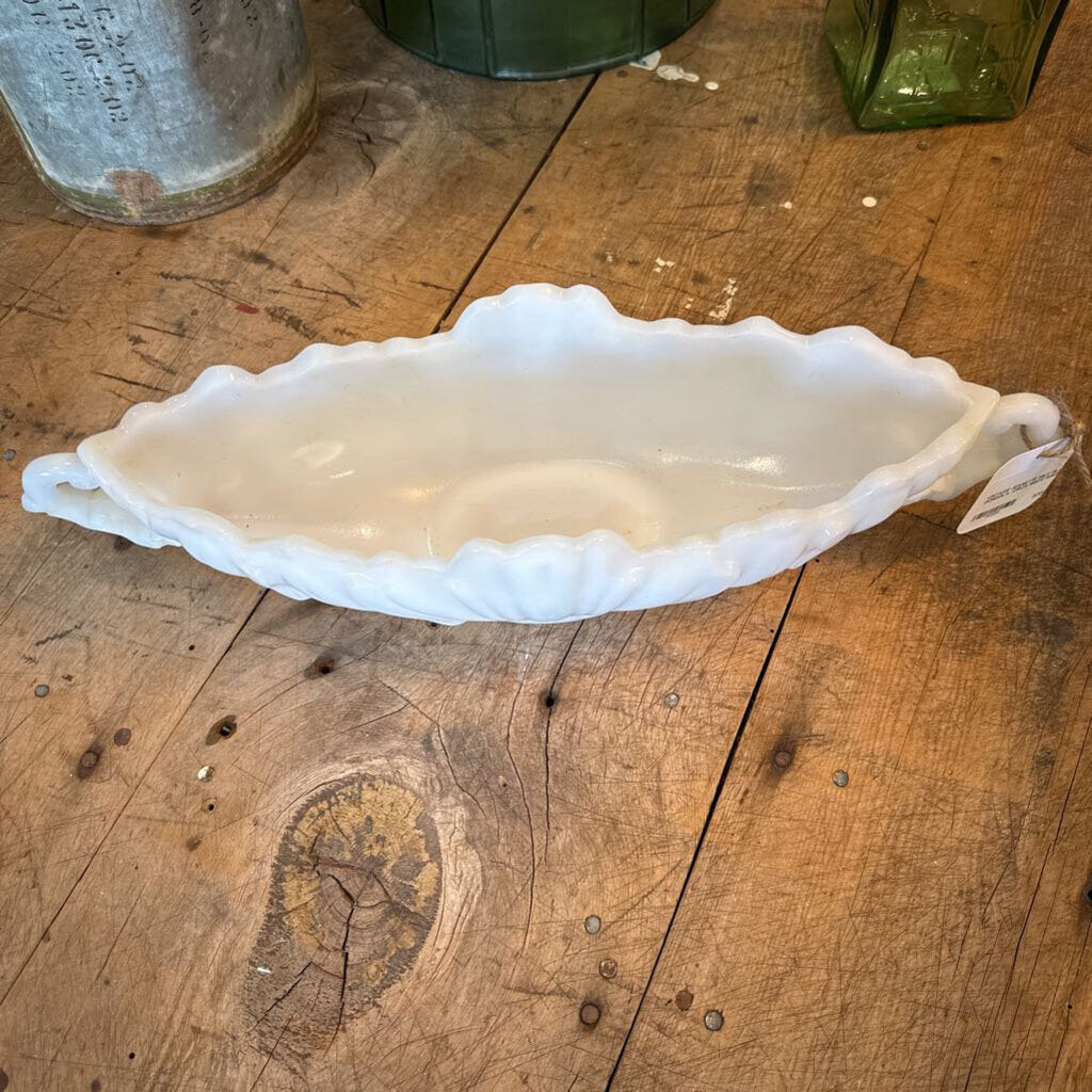 VINTAGE JEANETTE MILK GLASS GONDOLA, CIRCA 1950'S