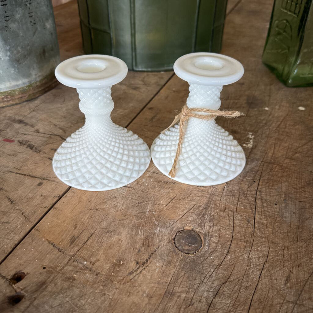WESTMORELAND MILK GLASS TAPER HOLDERS