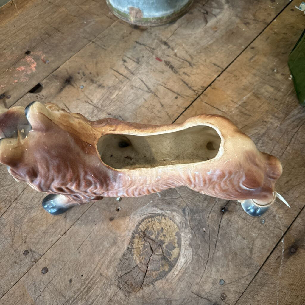 CERAMIC COLLIE PLANTER