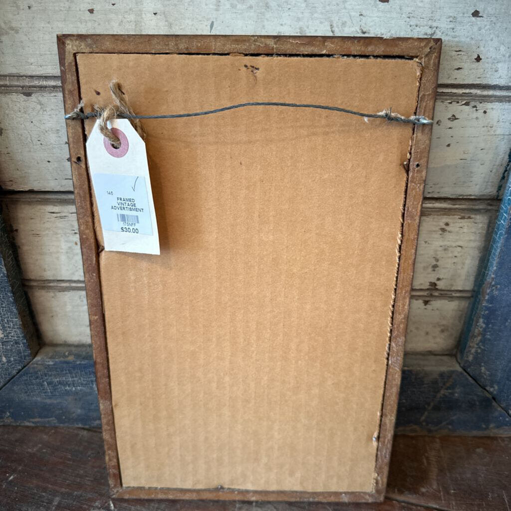FRAMED VINTAGE 3 CARD ADVERTISEMENT