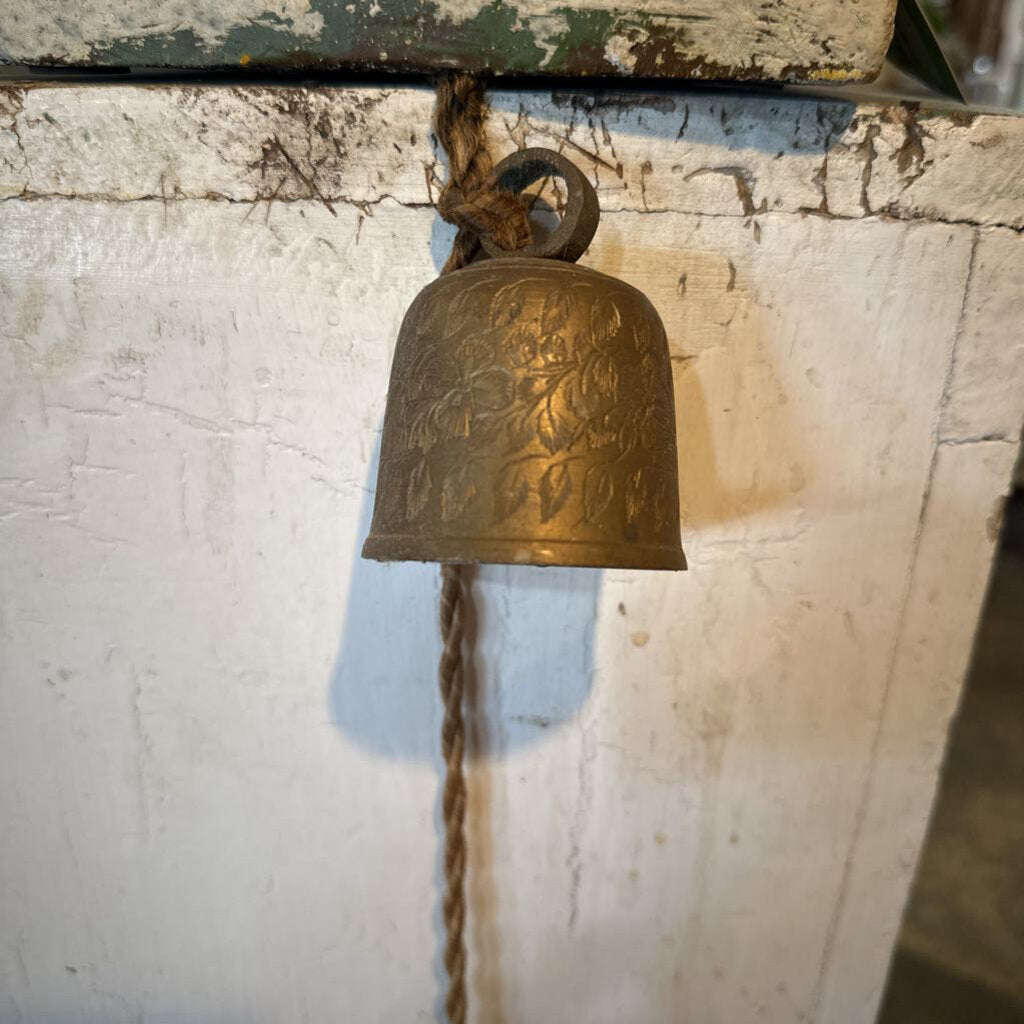 VINTAGE BRASS BELLS ON JUTE