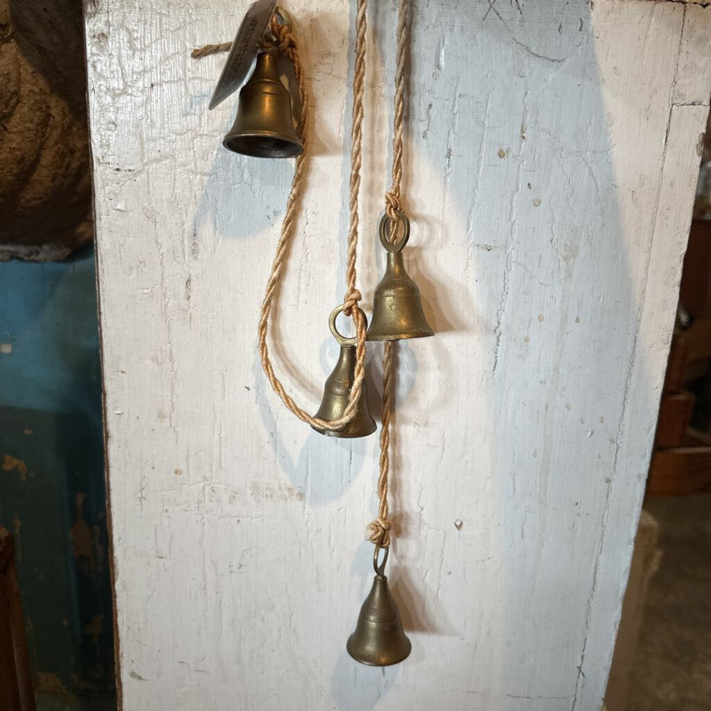 BRASS BELLS ON JUTE