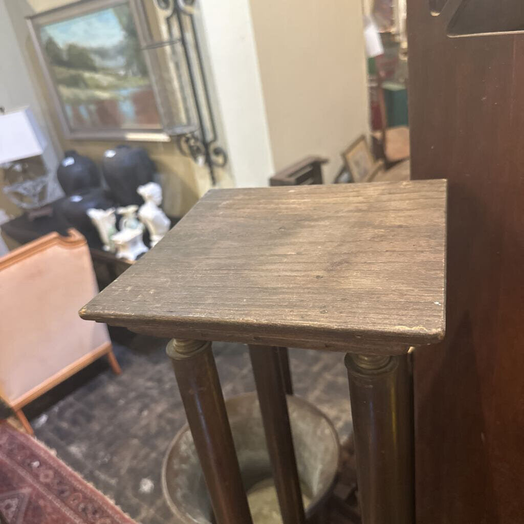 WOOD AND METAL PEDESTAL TABLE