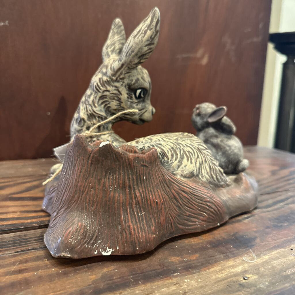 CHALKWARE DEER AND RABBIT