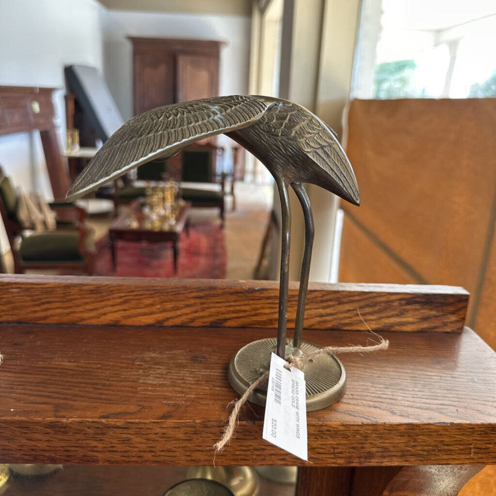 BRASS CRANE WITH WINGS SPREAD