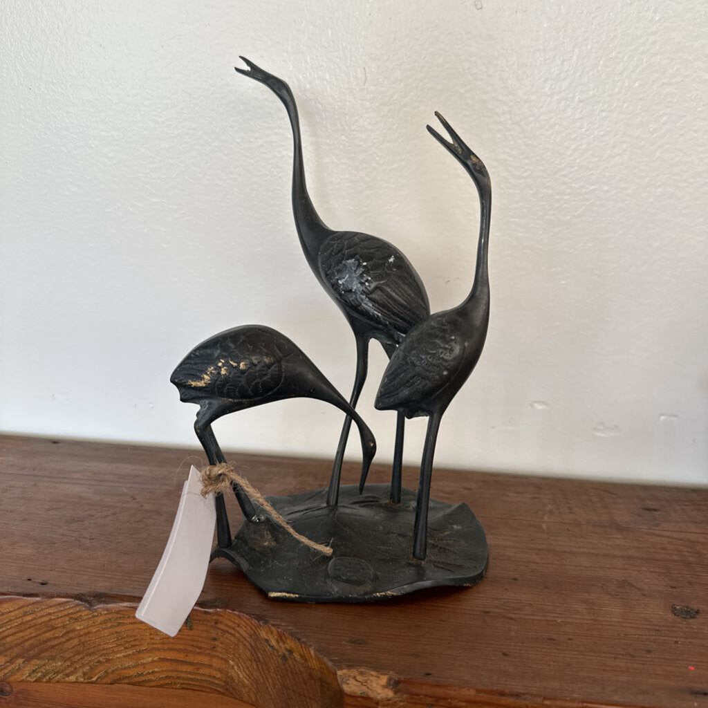 PAINTED BRASS CRANES