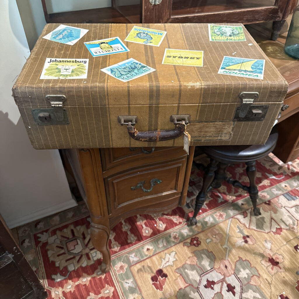 SUITCASE WITH OLD TRAVEL STICKERS