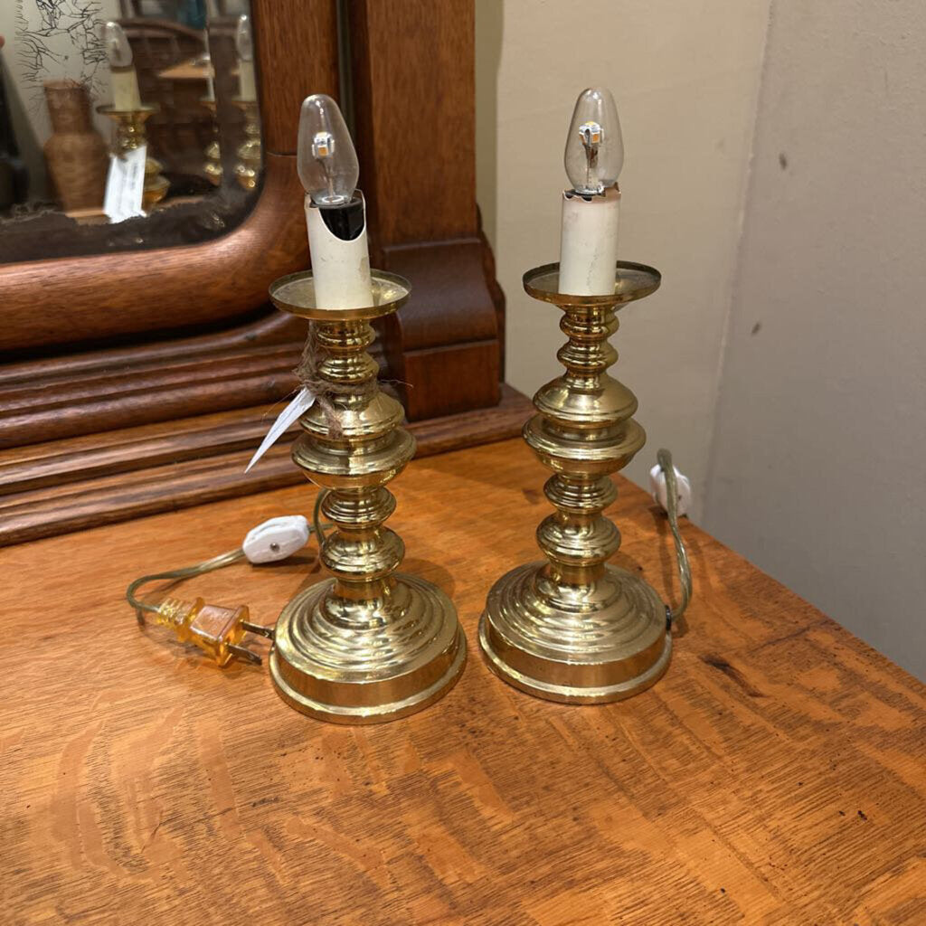 ELECTRIC BRASS CANDLESTICK LAMPS