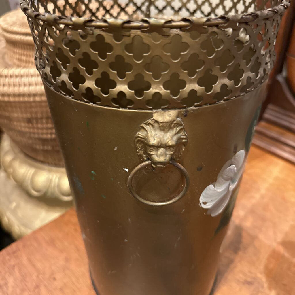 TOLE WASTE PAPER BASKET WITH HANDLES