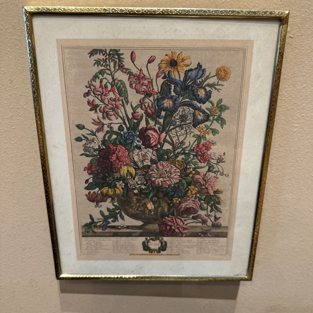 FRAMED LITHO ROBERT FERBER "JUNE" FROM TWELVE MONTHS OF FLOWERS