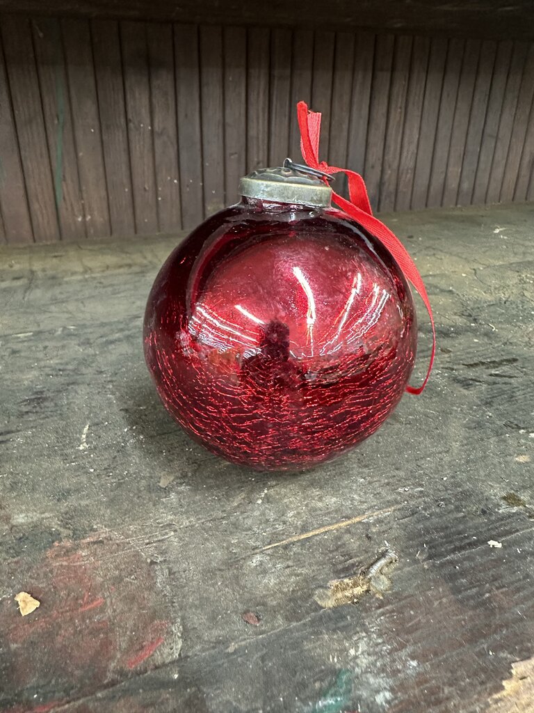 CRACKLE GLASS BALL ORNAMENT