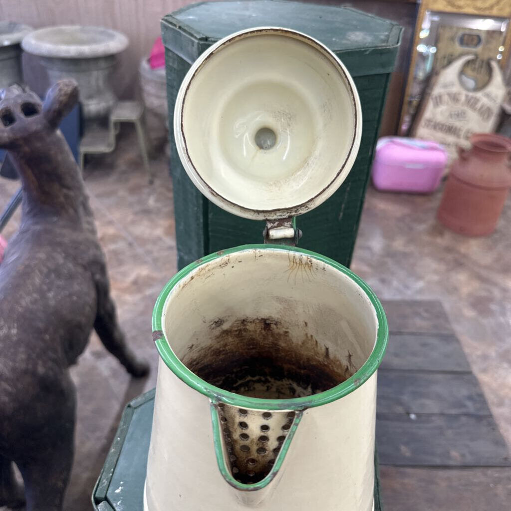 ENAMEL COFFEE KETTLE WITH HINGED LID
