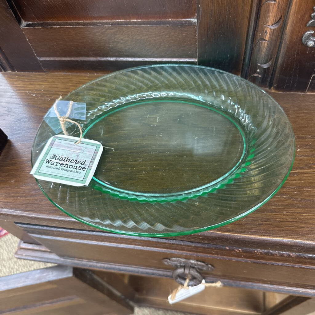 URANIUM GLASS OVAL PLATE