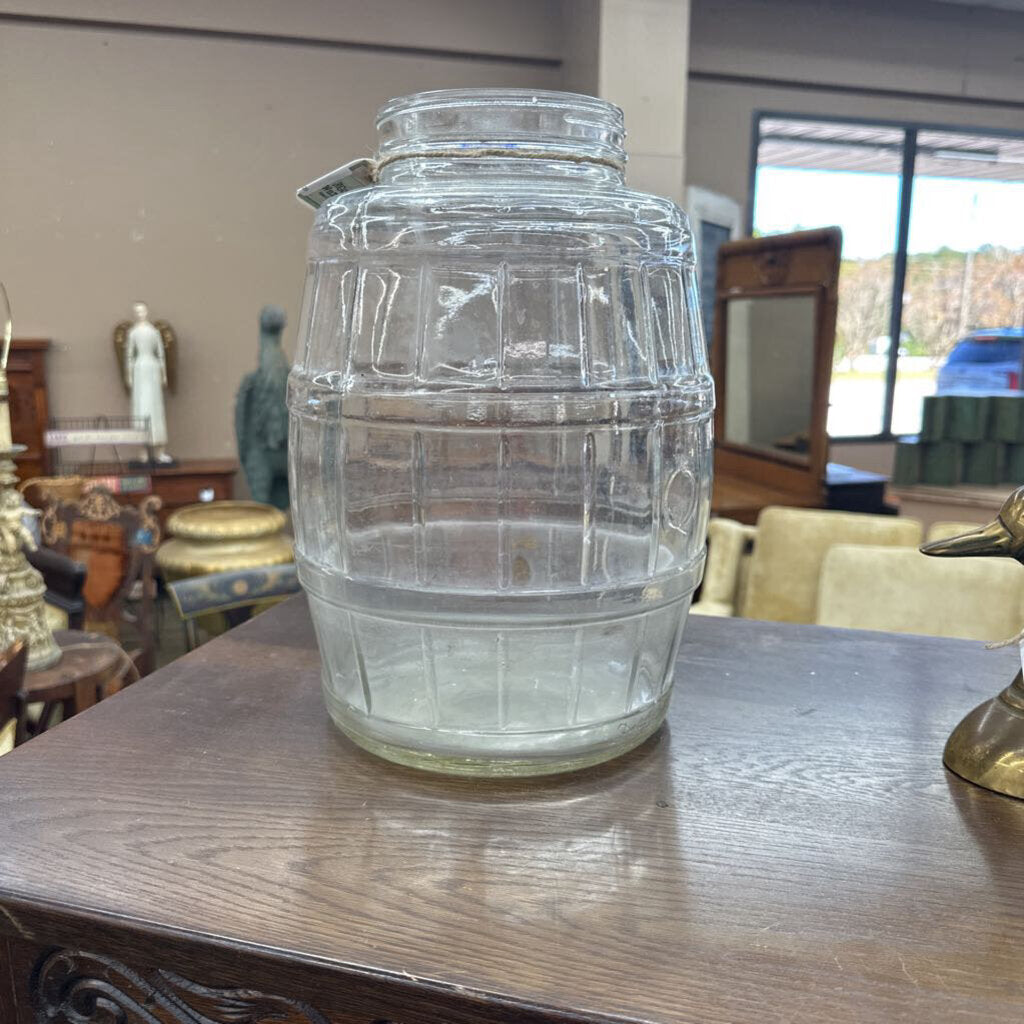 BARREL-SHAPED PICKLE JAR