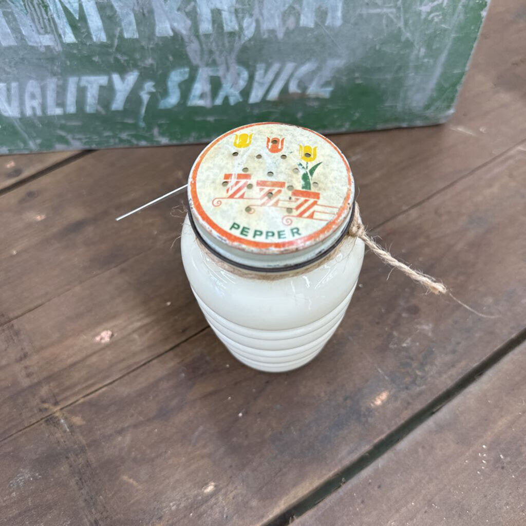 FIRE KING MILK GLASS BEEHIVE PEPPER SHAKER