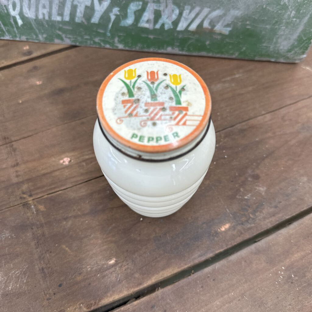 FIRE KING MILK GLASS BEEHIVE PEPPER SHAKER